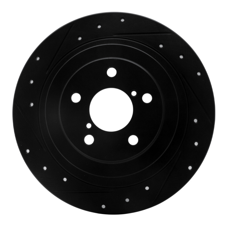 Subaru Outback Brake Rotor (1) - Rear Left - R1 Concepts - Drilled & Slotted - Black - `00-`06